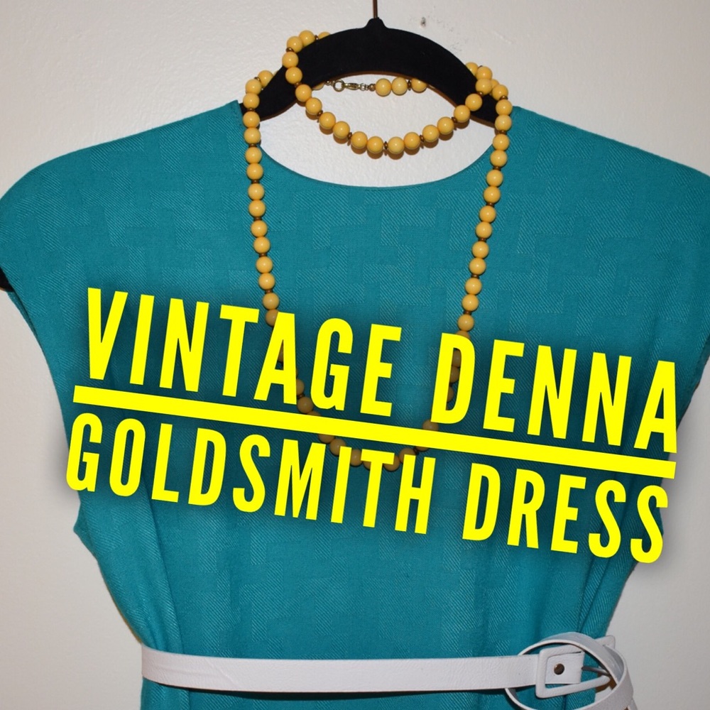 Vintage Denna Goldsmith Aqua Sheath Dress -Size 12